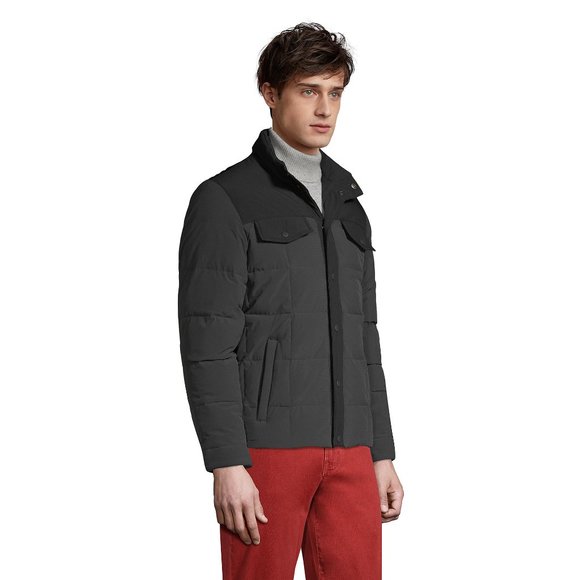 Mens Quilted Down Bomber Jacket with Stretch Charcoal Grey Black and Gray size L - Picture 2 of 8